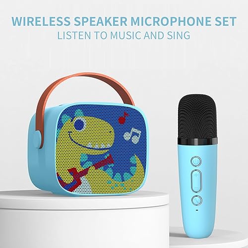 Miniatura 9 de Mini máquina de karaoke para niños, altavoz Bluetooth portátil con micrófono inalámbrico, reproductor de música para niños, juguetes para niñas, 3,