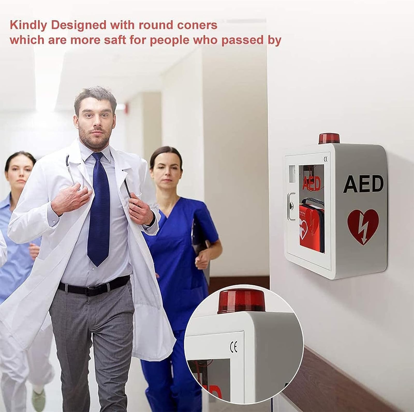 Cassetta di pronto soccorso, Armadietto for defibrillatore semiautomatico esterno (DAE), armadietto for defibrillatore semiautomatico esterno (DAE) ospedaliero, pronto soccorso a parete 1,99