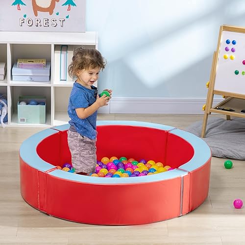Miniatura 2 de Outsunny Piscina de espuma para bebés con cubierta extraíble y lavable 45 x 10 pulgadas para niños pequeños con 200 bolas de océano corral suave