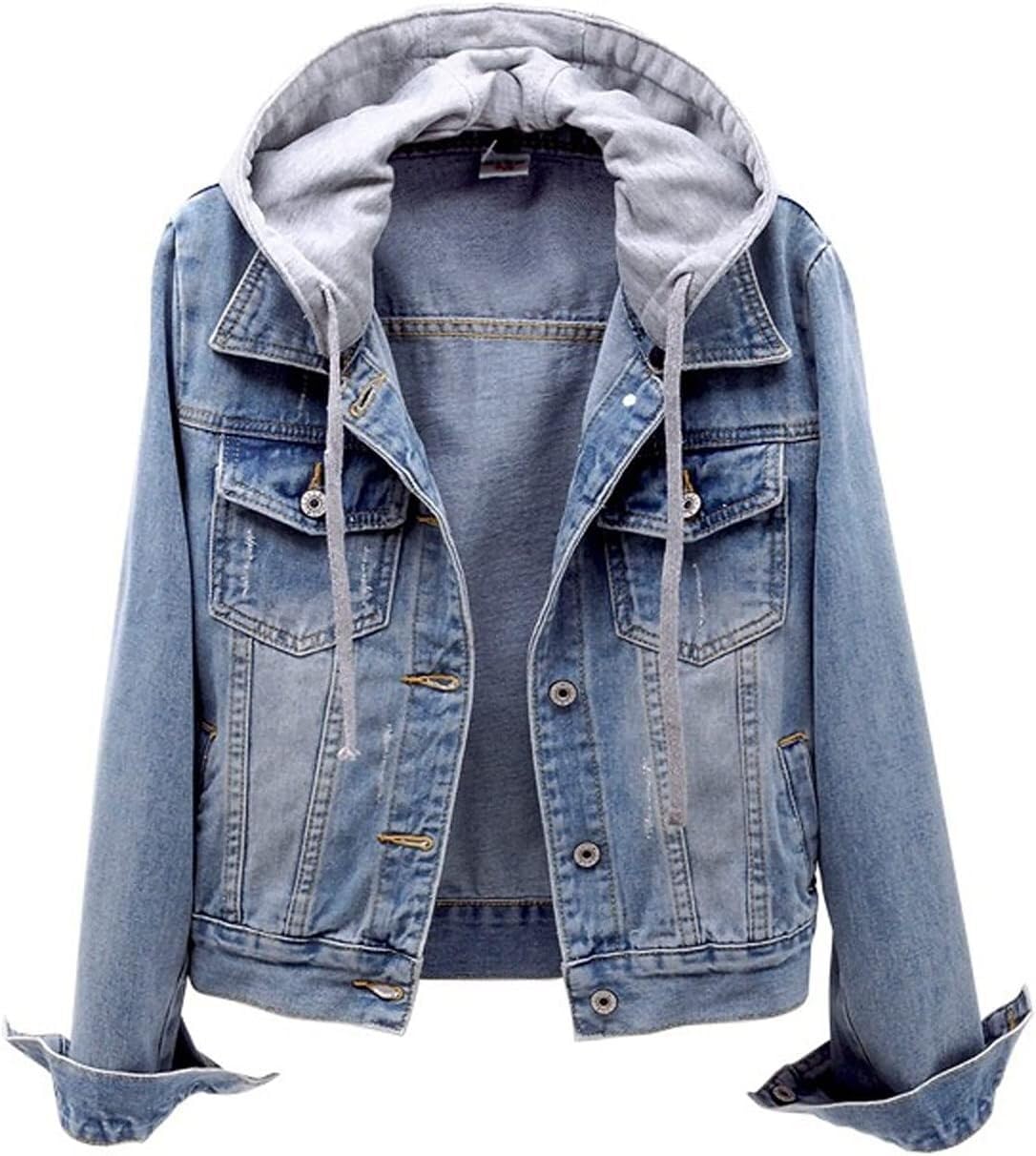 Jeansjas, franjes, overhemdkraag, brede mouwomslag, blauw denim | Ulla