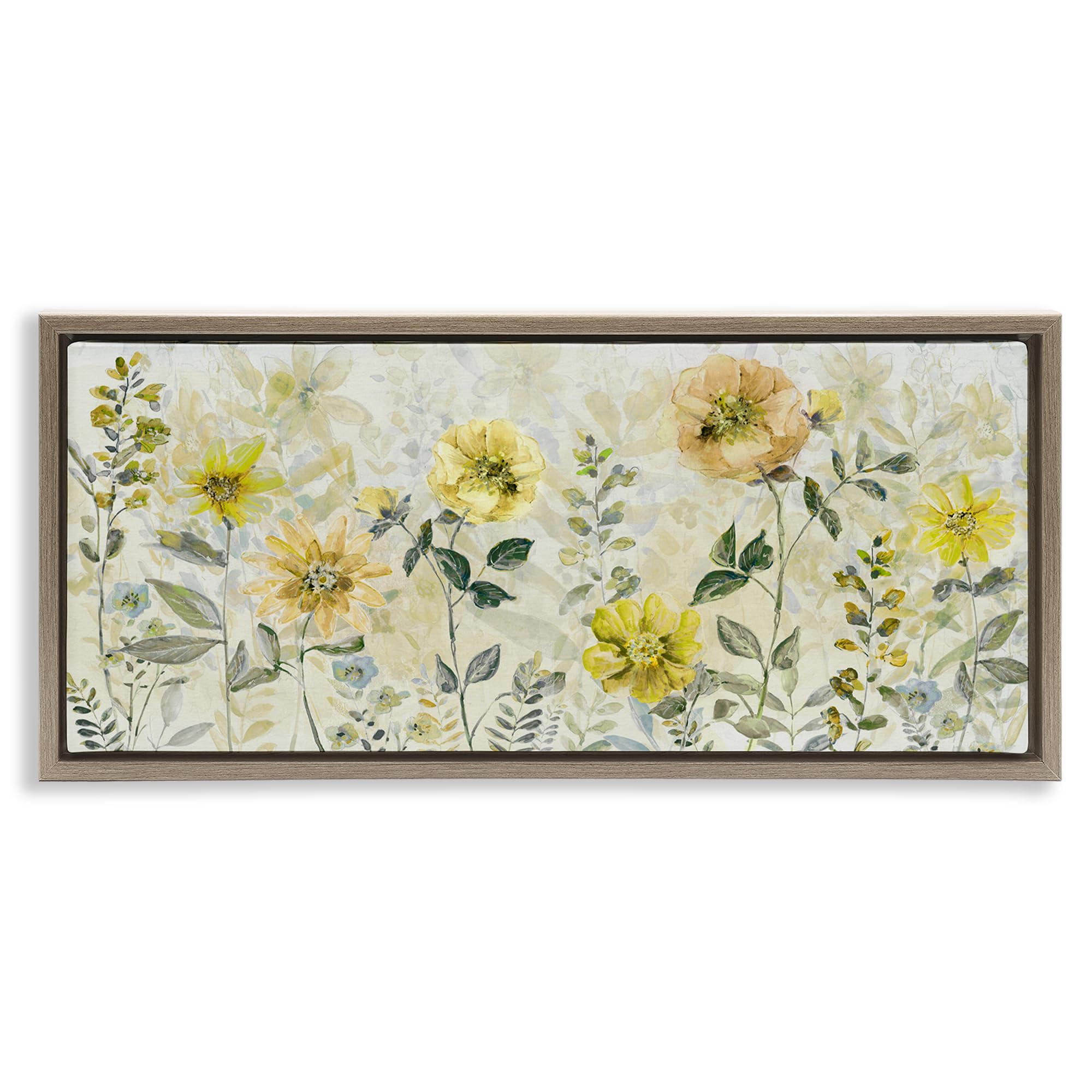 Stupell Industries Montalcino Elm (Textured) Buttercup Garden Floral, 13 X 30 Inch Canvas In Floater Frame