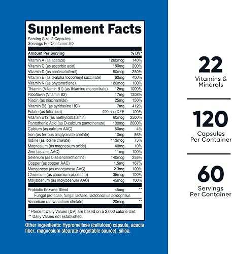 Miniatura 2 de Nutricost Multivitamínico con probióticos 120 cápsulas vegetarianas repleto de vitaminas y minerales