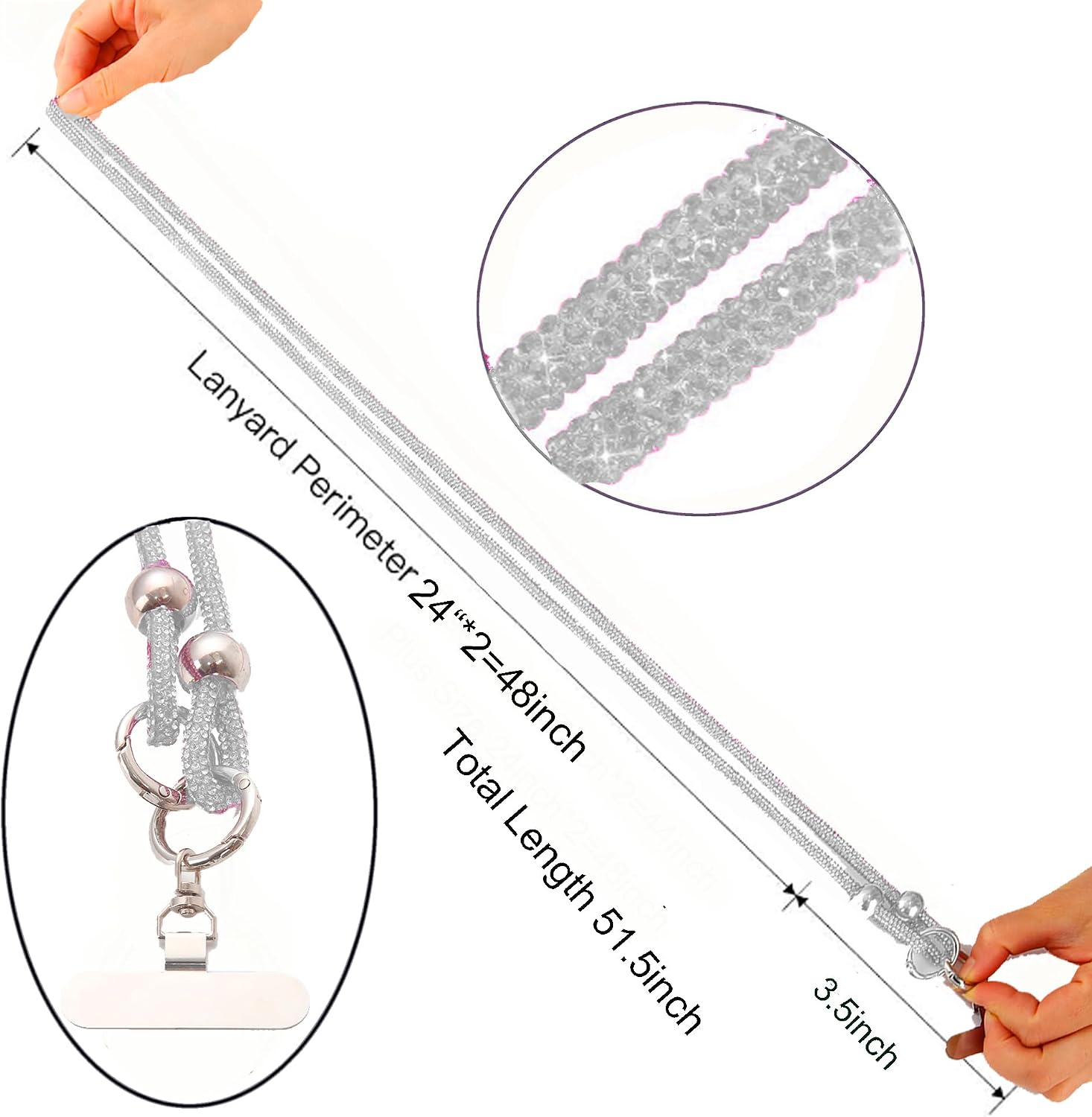 Bling Phone Lanyard Crossbody Shoulder Strap Replacement Belt Diamond Bag Handbag Strap image 3