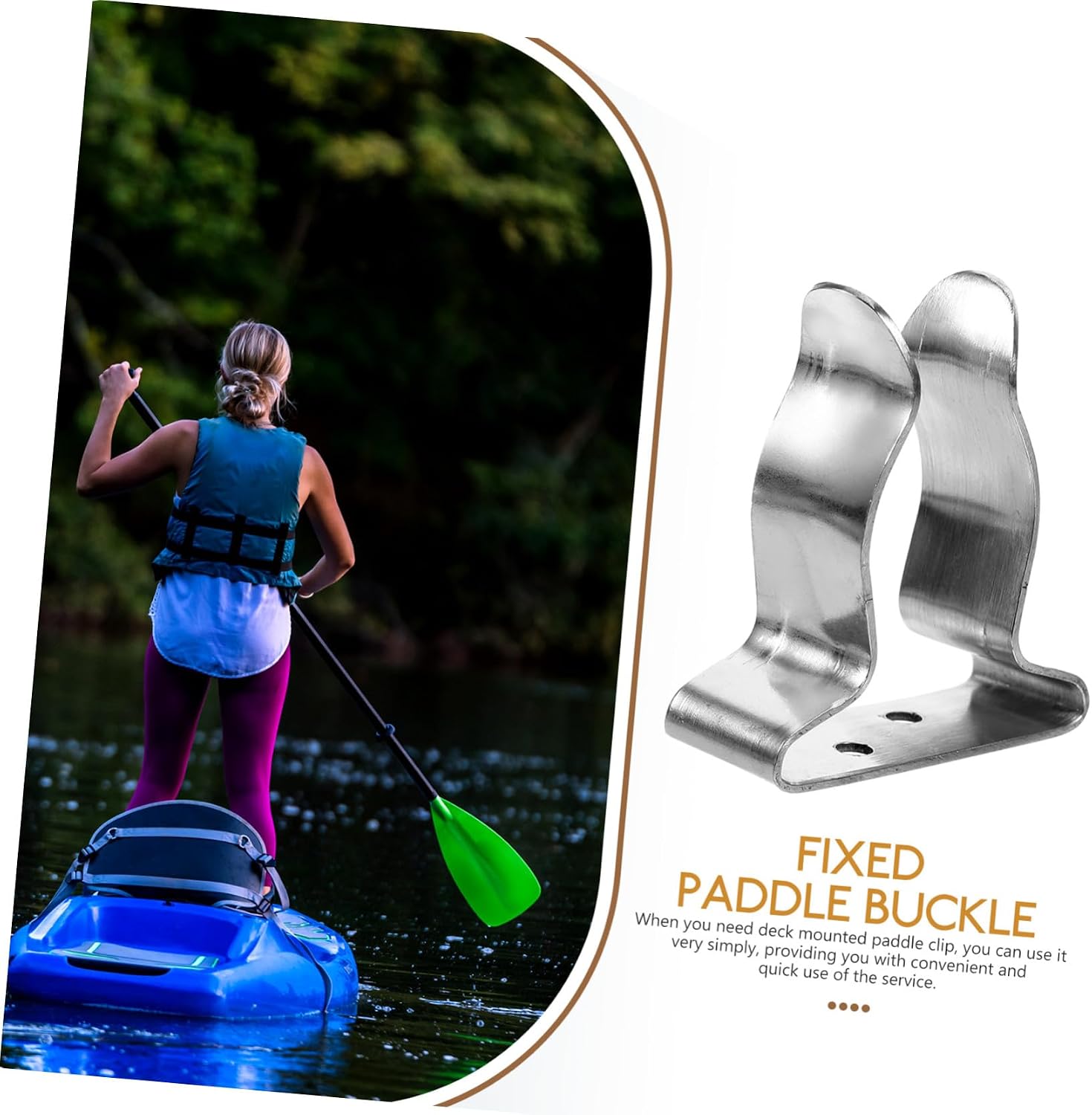 2pcs Kayak Paddle Clip Stainless Steel 304 Sturdy Fixed Paddle Buckle with Screw Universal Holder for Canoe and Boat Kayak Accessories Outdoor Water Sports