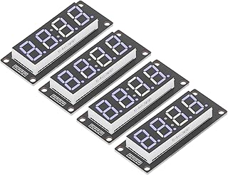 4 Digit Digital LED Display Tube, 4 Set TM1637 Module Clear Path Accurate Wiring 2 Pin I O 5V with Pin Header for DIY(Blue MRA041C)