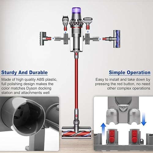 Miniatura 4 de Coodss Soporte para estación de acoplamiento, organizador de accesorios de montaje en pared, compatible con aspiradora inalámbrica Dyson V7 V8 V10
