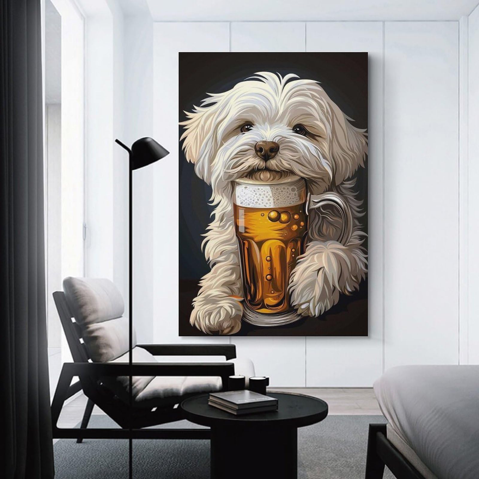 Junmoney Maltese Beer Room Decor Wall Art, 12x18inch(30x45cm), for Bedroom Walls, Guest Spaces Or Lounges, Stylish Decor for A Restful Room Update