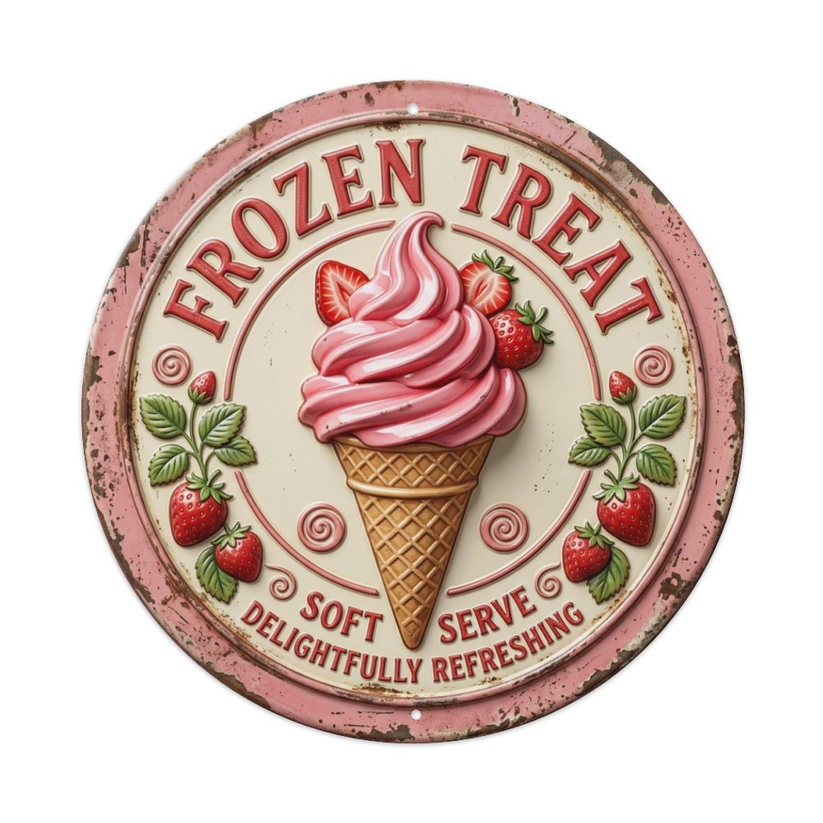 Cwbufd Vintage Style Frozen Treat Dairy Vintage Vintage Metal Tin Sign Plaque Wall Decor For Cafe, Club Bar, Office, Garden Metal Poster 8X8inch