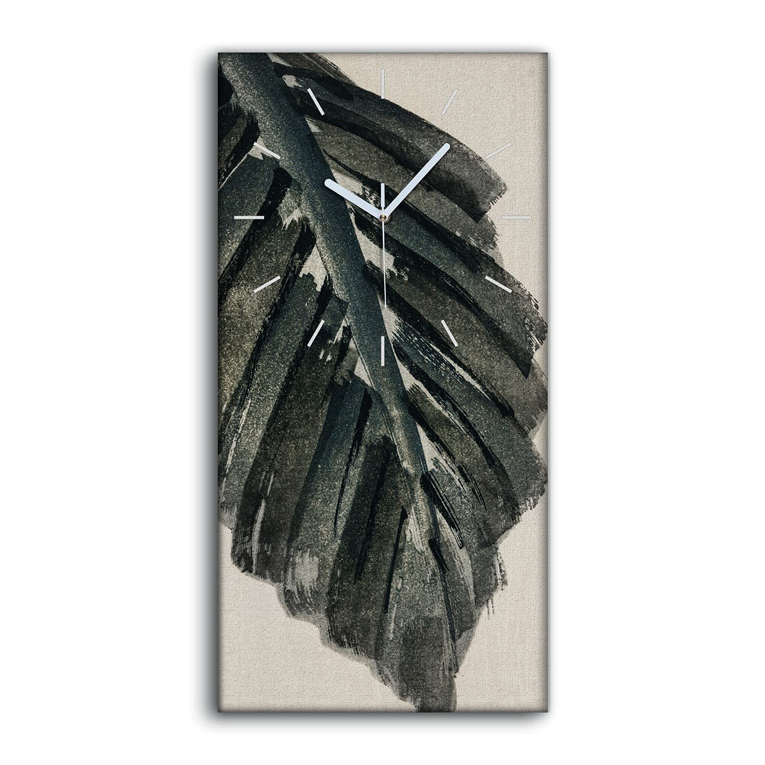 Horloge sur toile apaisante art moderne feuilles asiatiques pour intérieur serein