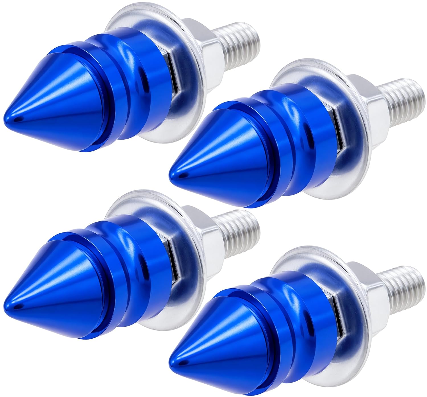 4Pcs Spike License Plate Screws Kit – Decorative Anti-Theft Bolts, Stainless Steel & Aluminum Alloy, Black Car Motorcycle Truck Frame Fasteners, Universal Fit