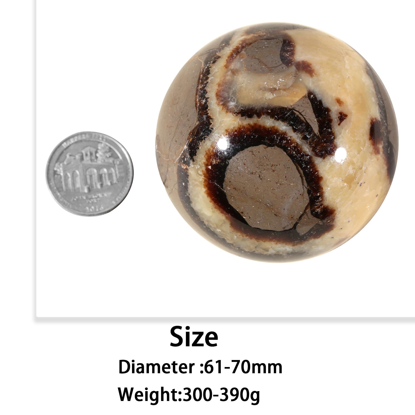Nupuyai Natural Septarian Dragon Stone Ball with Wooden Stand - Image 2
