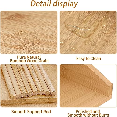 Miniatura 4 de HYNAWIN Estante organizador de escritorio de esquina de bambú, estante de almacenamiento triangular de 3 niveles para oficina y hogar, estante