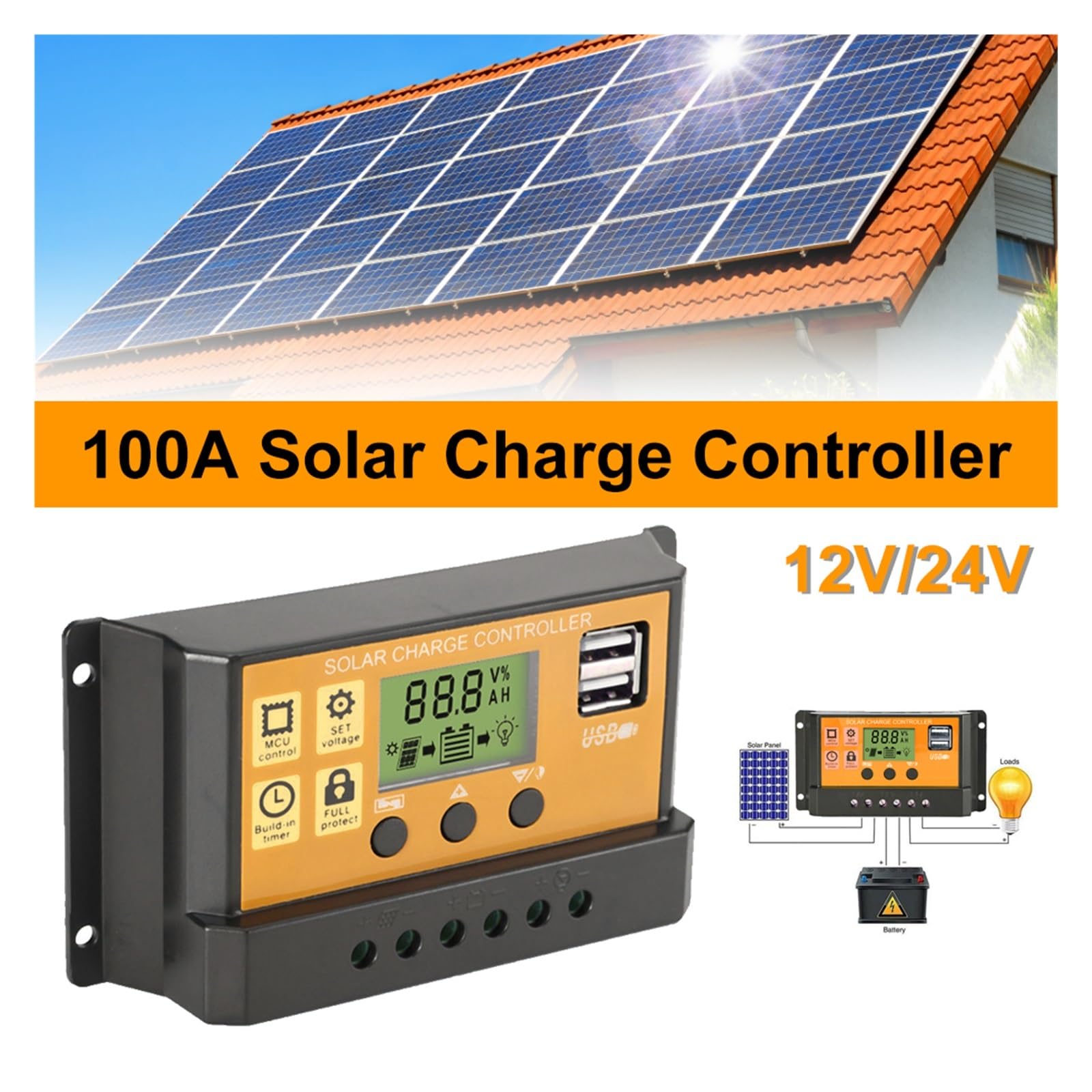 ソーラーパネル 100W+ソーラーチャージコントローラー 30A 12V/24V 楽天市場】ソーラーチャージ コントローラー 2個セット 10A 12V