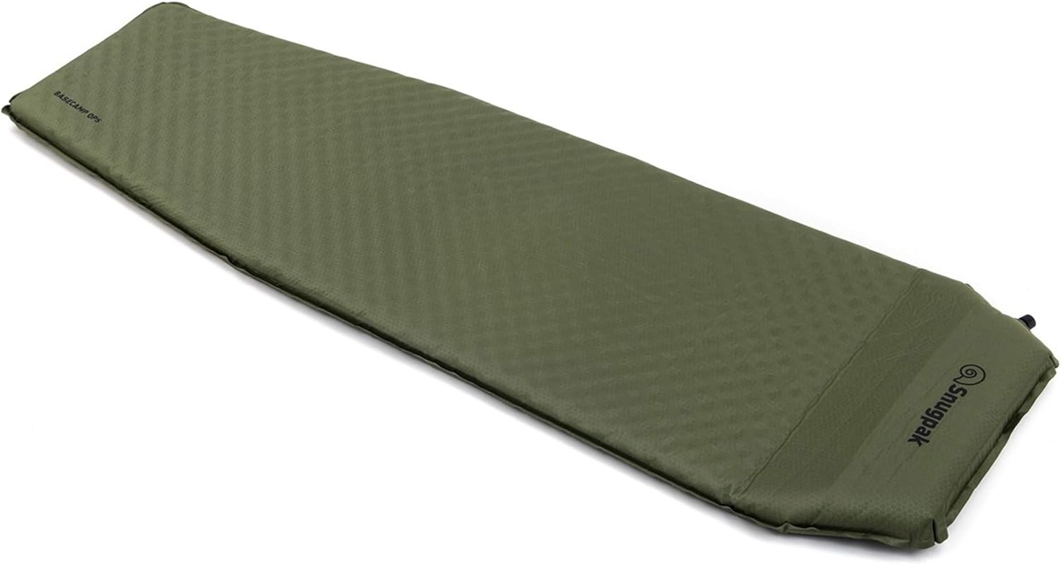 Snugpak Elite Oversized Self Inflating Mat with Built In Pillow and Non-Slip Bottom, Olive