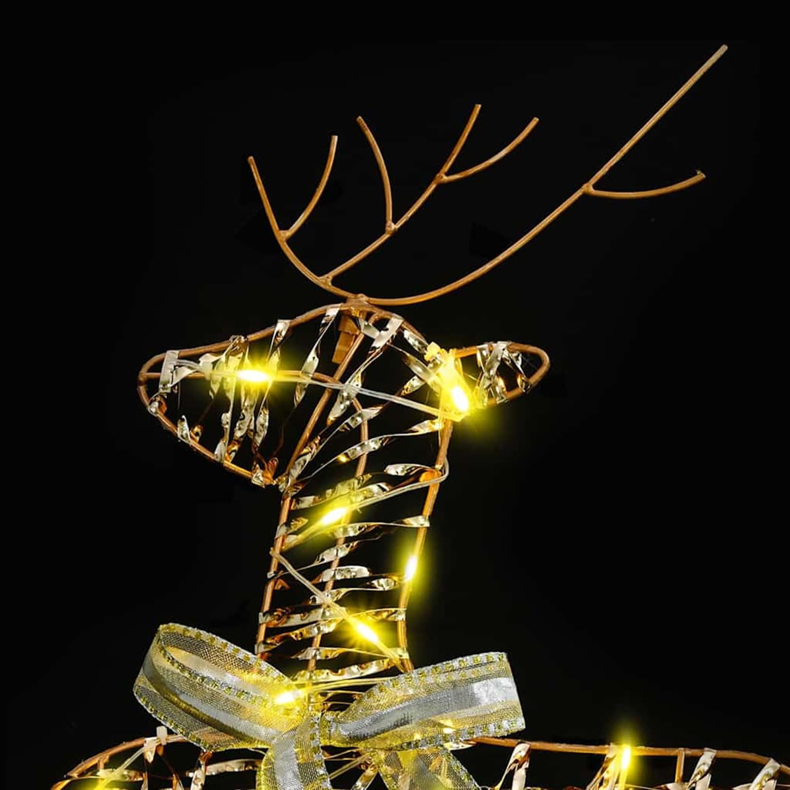Gecheer LED Rentiere mit 40 LEDs 2 pcs Warmes Weiß PET, Weihnachtsdekoration für Weihnachtsmarkt Festliche Eventdekoration Garten Rasen Terrasse Vorgarten Fassade42019142