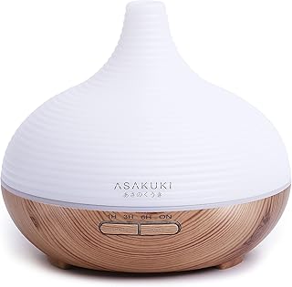 ASAKUKI 300ml Essential Oil Diffuser, Premium 5 In 1 Ultrasonic Aromatherapy Scented Oil Diffuser Vaporizer Humidifier, Timer and Auto-Off, 7 LED Light Colors-Yellow