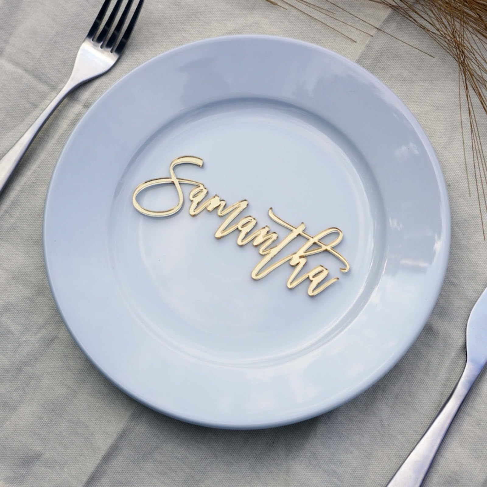 Personalised Mirror Acrylic Name Places,Custom Cake Name Sign,Wedding Place Cards for Table Setting,Name Cake Topper,Weddings,Birthdays,Anniversaries,Baby Showers (15cm 