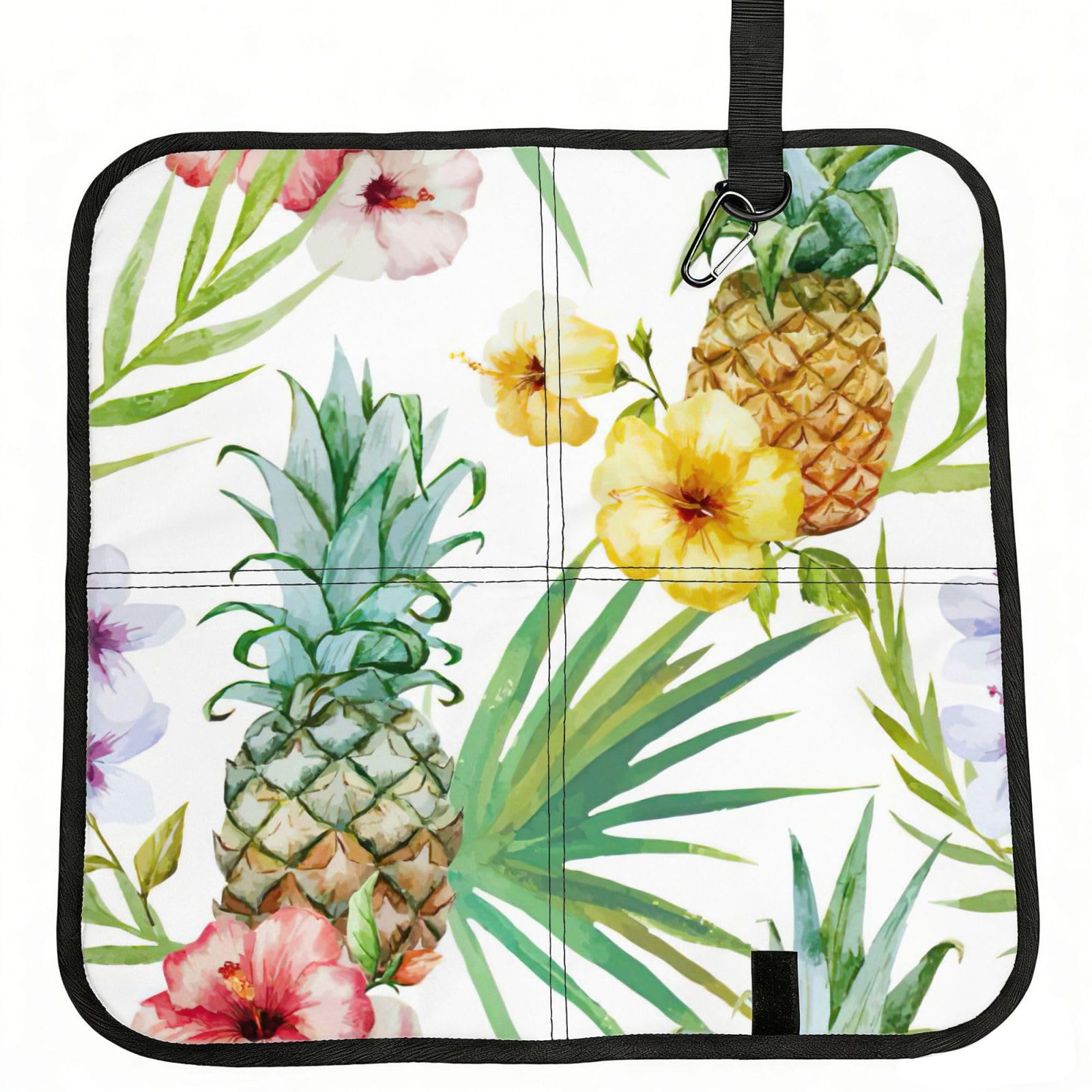 bghdfa Tropical Pineapple1 Print Outdoor Sitting Mat Waterproof Oxford Cloth Seat Cushion Folding Foam Camping Seat For Picnic