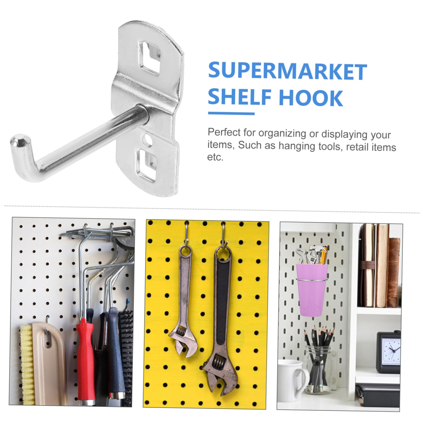 Gancho Para Estante De Supermercado 12 Piezas Gancho De Exhibición Metálico Compatible Con Tubo Cuadrado Para Organizar Herramientas Y Accesorios En Rejilla