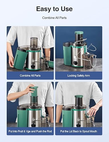 Miniatura 7 de QCen Máquina de exprimidor centrífuga verde y paquete de botella de vidrio 6PCS