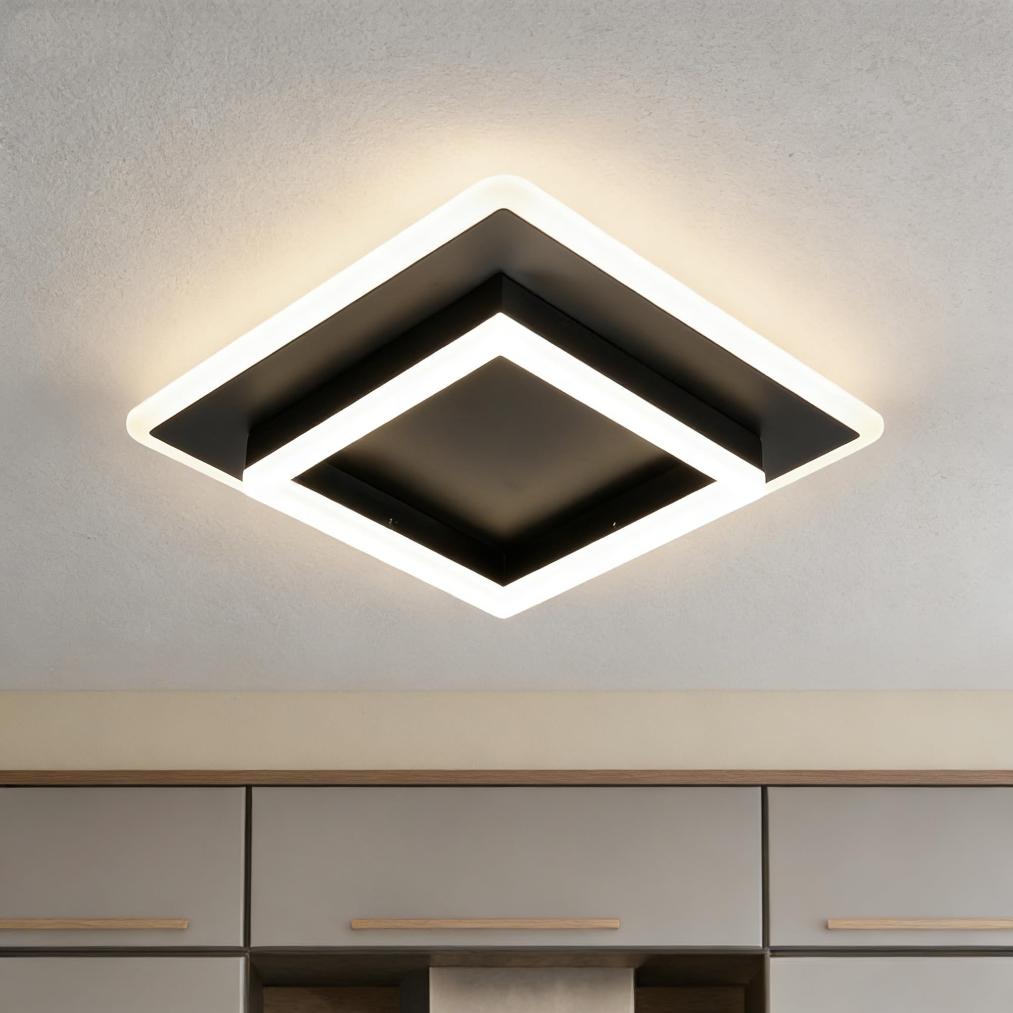 SENQIU Schwarze quadratische LED-Deckenleuchte