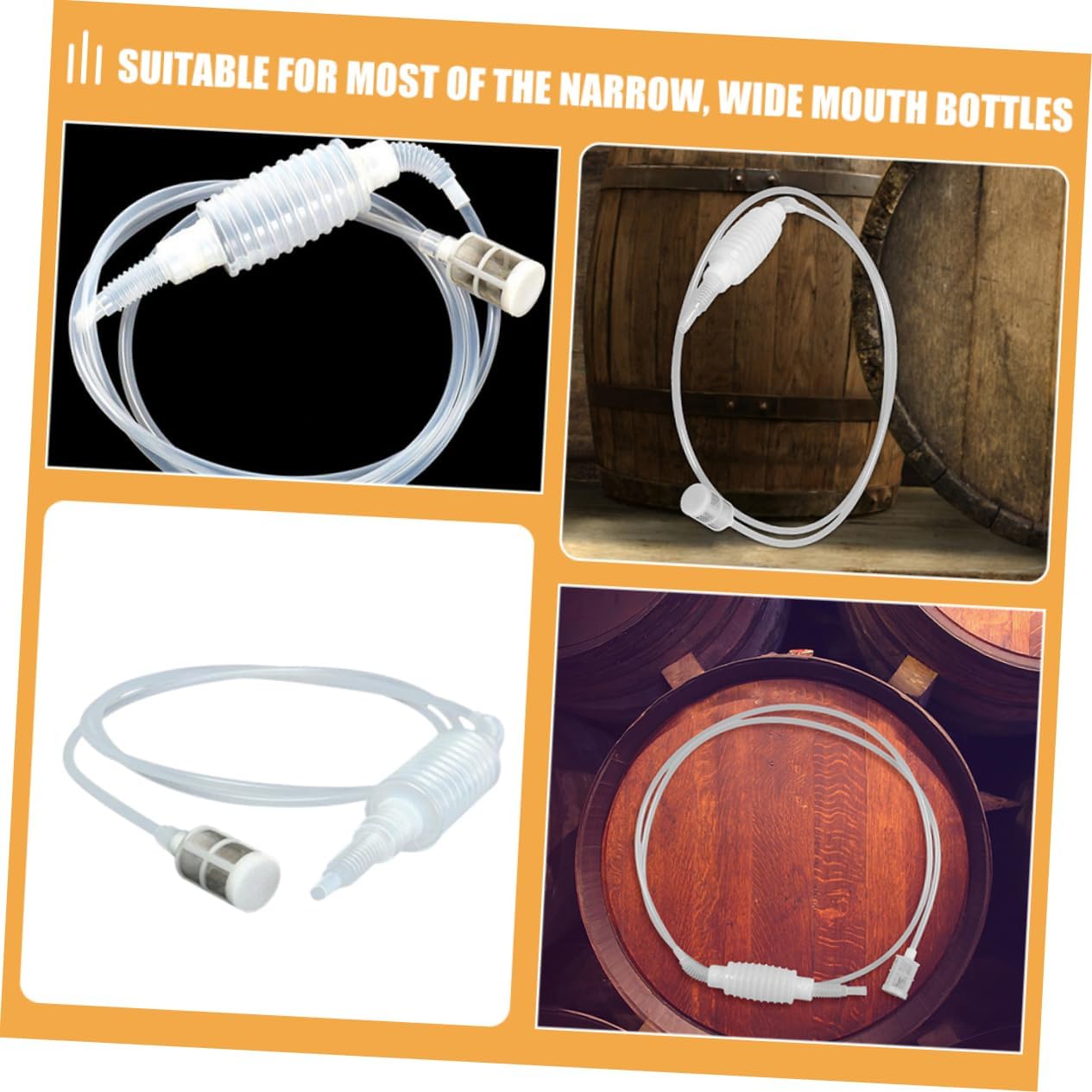 2pcs White Plastic Siphon Tube Hose for Wine Bottling Oktoberfest Party