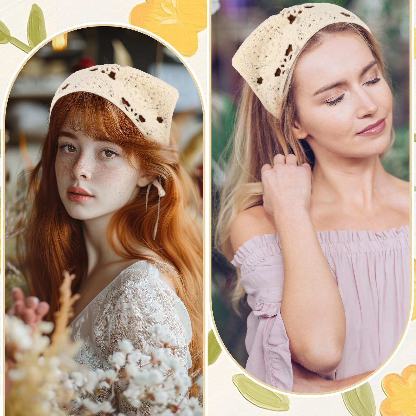 ⭐️ Allana Knotted Floral Boho Peasant Hipster Chic Hippie Farm Cottage Headband Amazon.com : Hanaive 4 Pcs Sunflower Hippie Floral Headband  main image 4