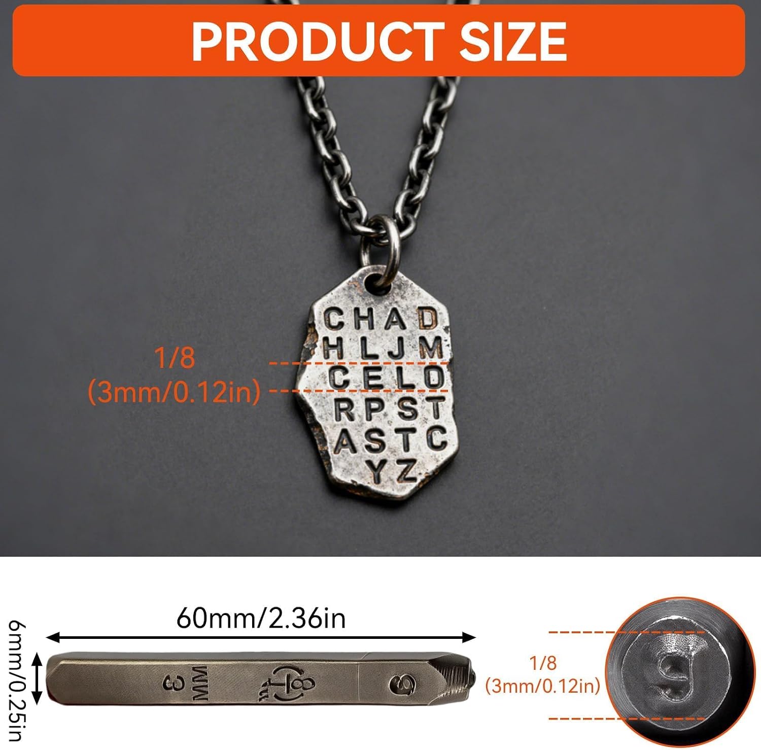 36PCS Metal Stamping Kit Letters and Numbers, 3mm 1/8" a-z 0-9 "&" Steel Metal Number and Letter Alphabet Stamping Punch Tool Set Kit for Imprinting On Metal Jewelry Wood Leather (36)