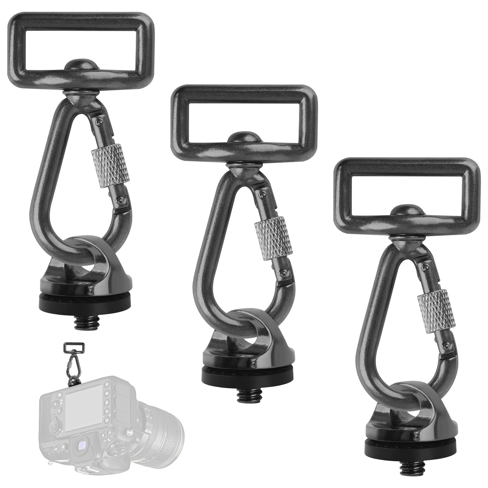3 Moschettoni Girevoli Per Cinghia Fotocamera - Con Vite 1/4", Adattatore Universale Per Tutte Le Reflex E Mirrorless - Foto 13