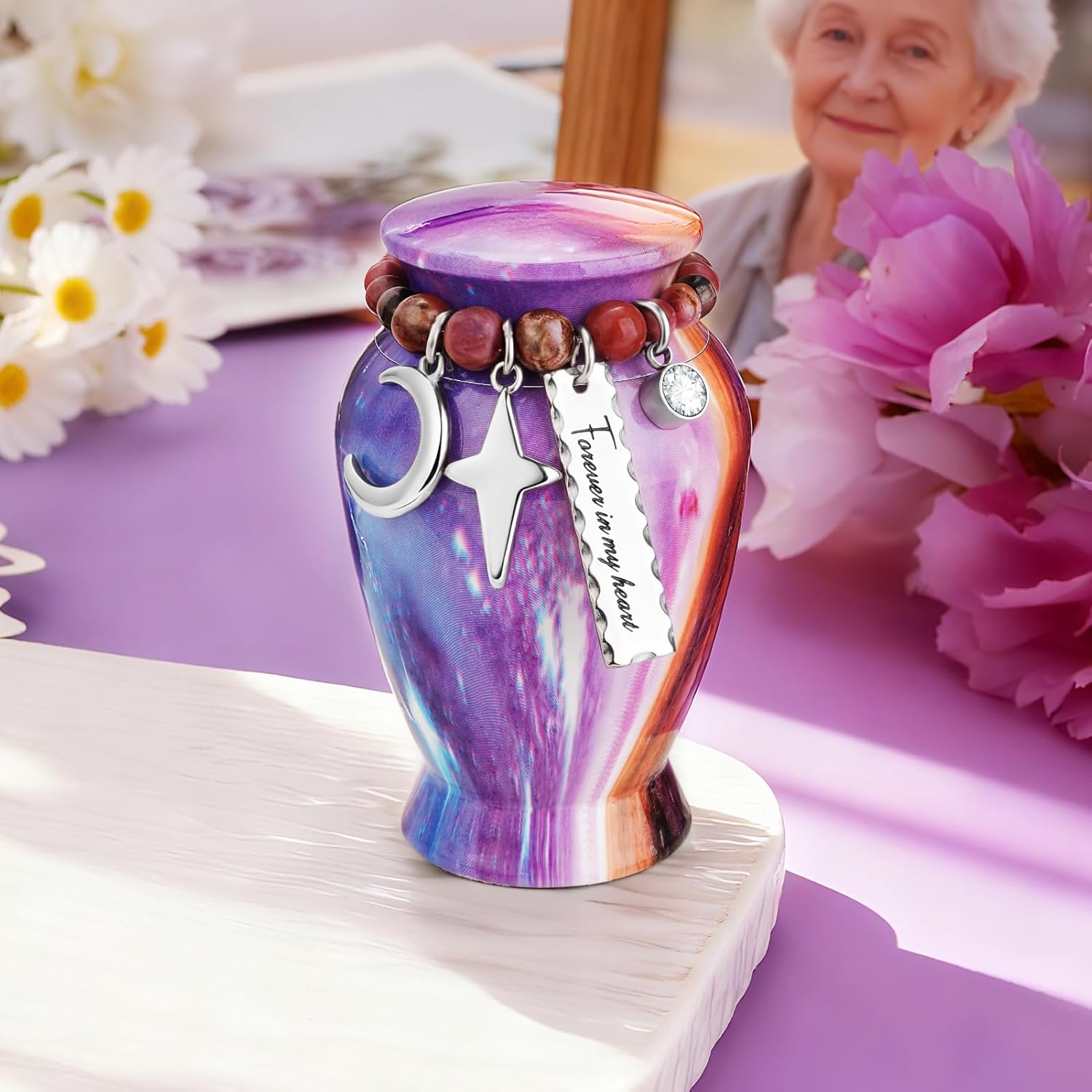 Abooxiu Small Urns for Human Ashes Keepsake 2.85 Inches Mini Urns for Ashes Memorial Small Cremation Urn Ash Keepsake Urns Mini Funeral Burial Decorative Urn for Adult Males Females Pets