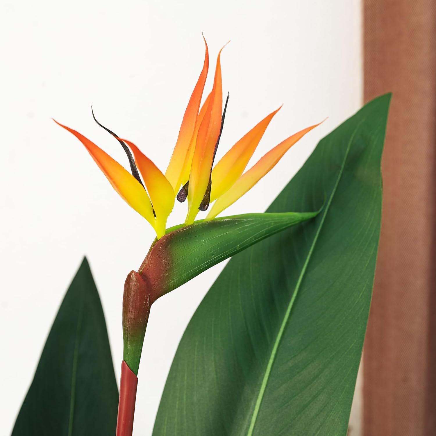 Glitzhome 5.3FT Bird of Paradise Artificial Plant, Potted Faux Tropical Palm Tree with 2 Flower & 15 Leaves, No Assembly Requried