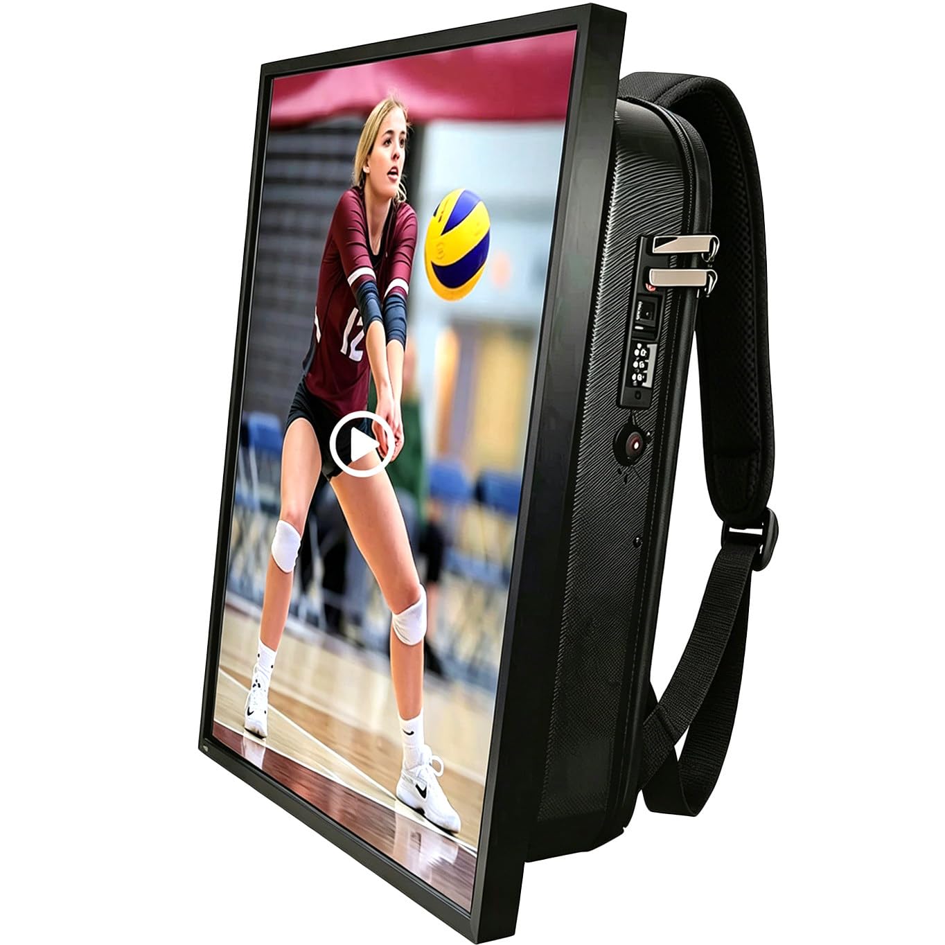 Lunauemaya 21.5 Inch LCD Digital Advertising Backpack, walking billboard for Sports Event Promotion – Power Bank Included