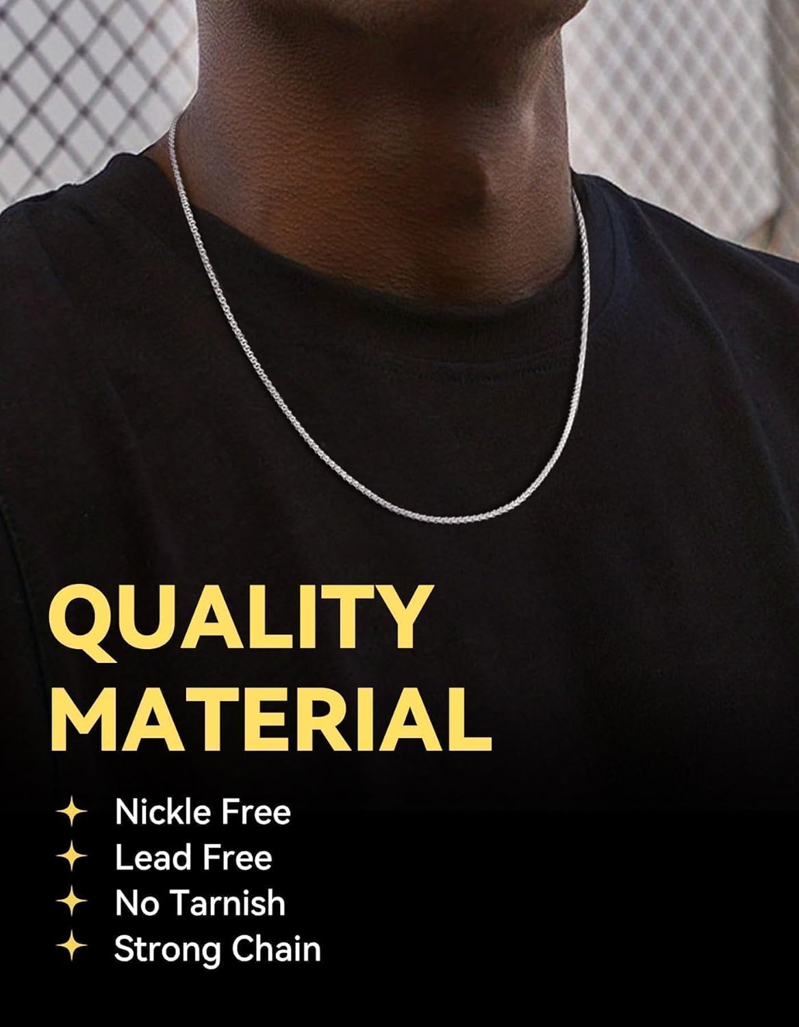 ChainsHouse Flat Box Chain Necklace Men, 2/4/6/8mm Round Link Chain Necklaces, Stainless Steel/Black/14K Gold Plated Mens Jewelry, 14"-30" Length, Come Gift Box - Image 2