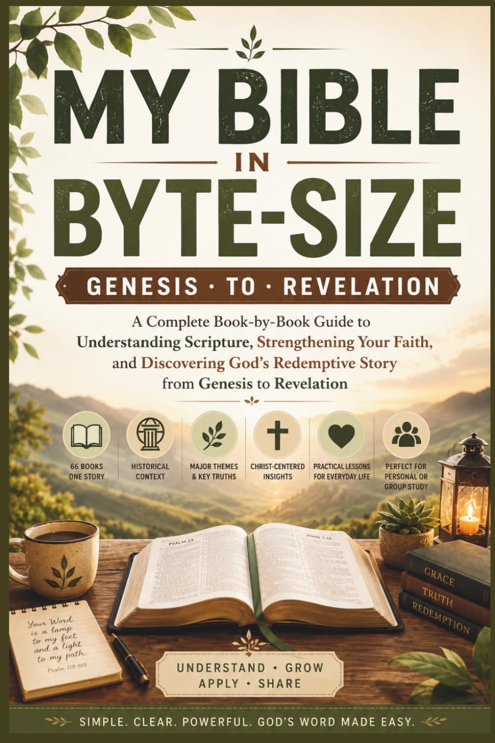 MY BIBLE IN BYTE-SIZE: GENESIS · TO · REVELATION: A Complete Book-by-Book Guide to Understanding Scripture, Strengthening Your Faith, and Discovering God's Redemptive Story from Genesis to Revelation