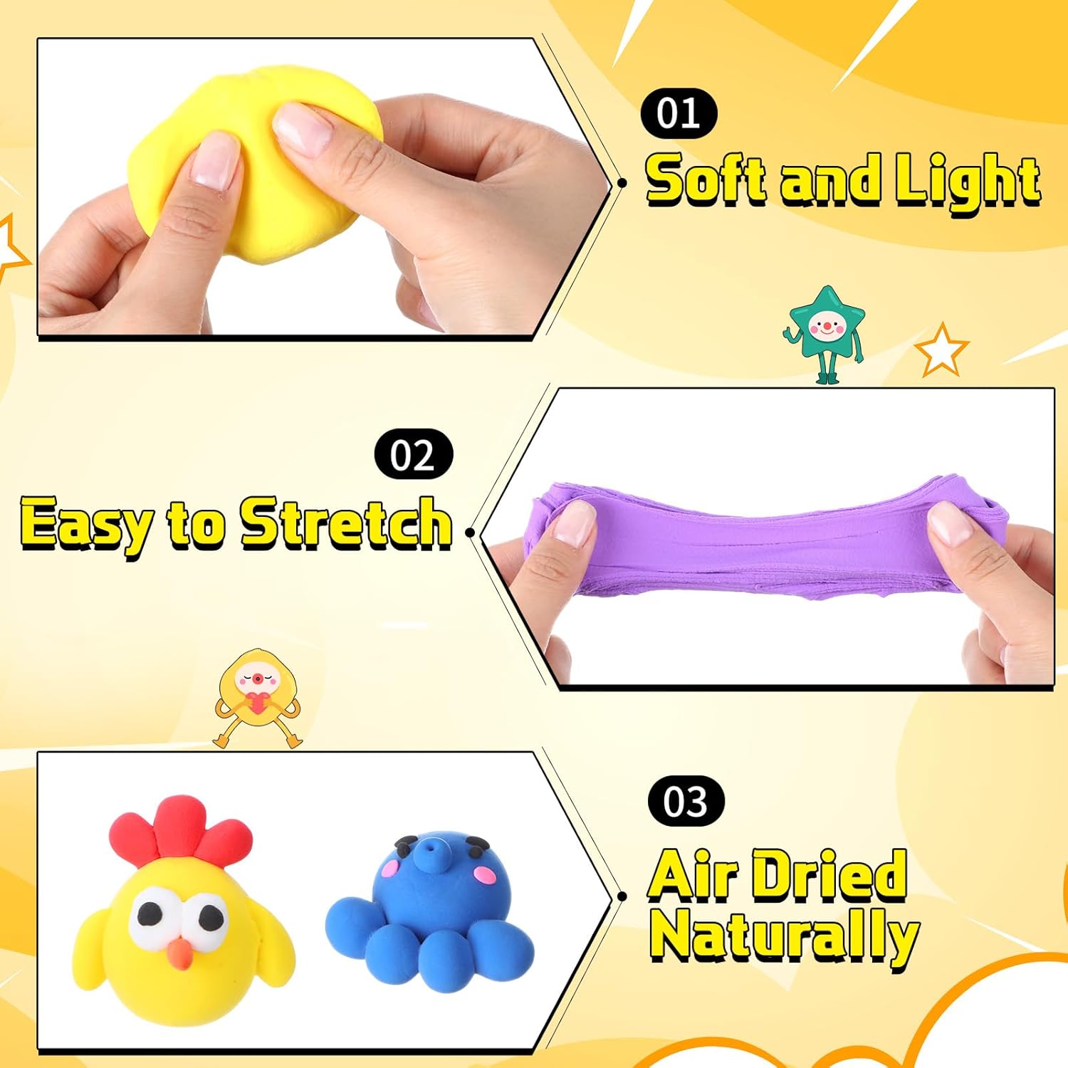 72 Pcs 38oz Air Dry Clay Bulk Modeling Ultra Lightweight Foam Modeling Clay for Kids Adults DIY Gifts Party Arts Crafts and School Project Supplies(15 Colors)