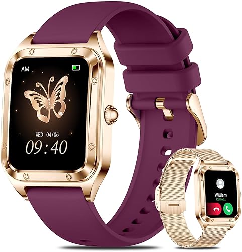 Betatree Reloj inteligente para mujer, reloj inteligente de 1.57 pulgadas para responderhacer llamadas compatible con iPhone Android, rastreador de