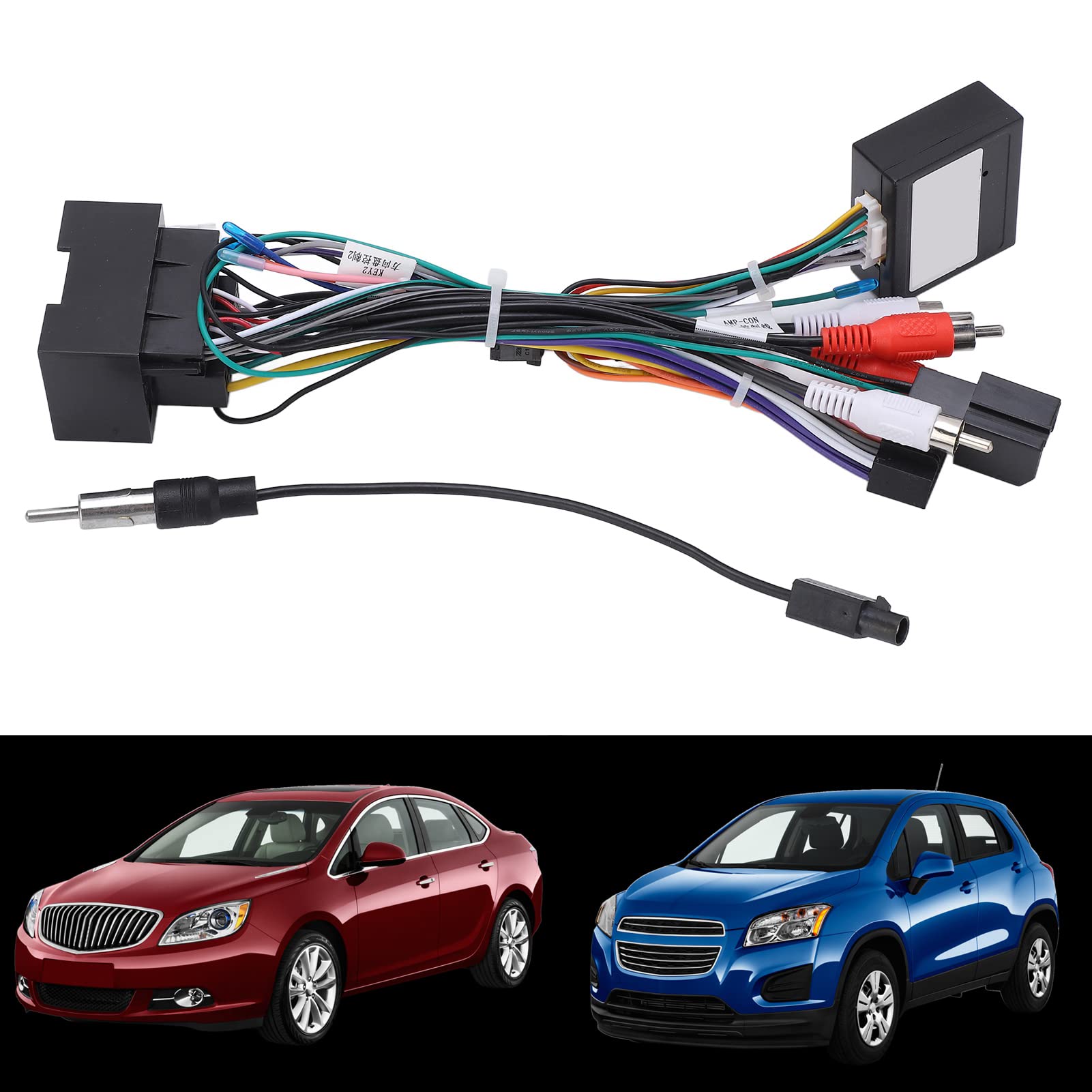 Qiilu Radio Adapter Kabelbaum, 16 Pin Audio Kabelbaum Stereo Radio Kabelbaum Stecker Adapter mit CAN Bus Box Ersatz für Cruze TRAX Malibu