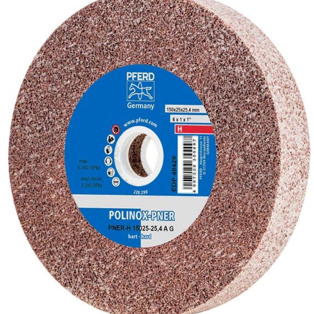 PFERD 48429 POLINOX PNER Non-Woven Abrasive Unitized Wheel, Aluminum Oxide, Hard, 6