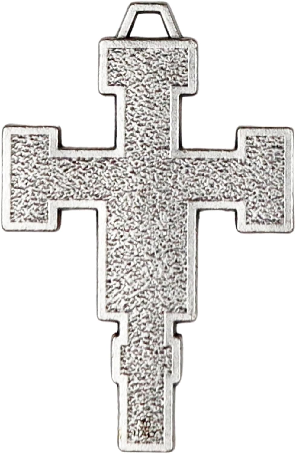 Needzo Silver Toned Cimabue Crucifix, Religious Cross Pendant Accessory, 2 Inches, Made in Italy