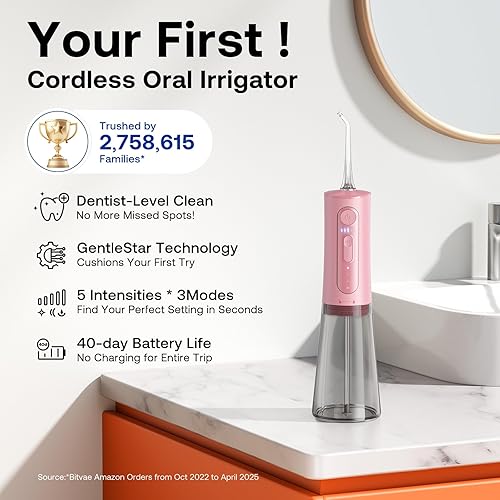 Miniatura 2 de Bitvae Púas de dientes de agua para irrigador dental portátil, irrigador oral portátil inalámbrico, potente y recargable, cuidado de apoyo, IPX7