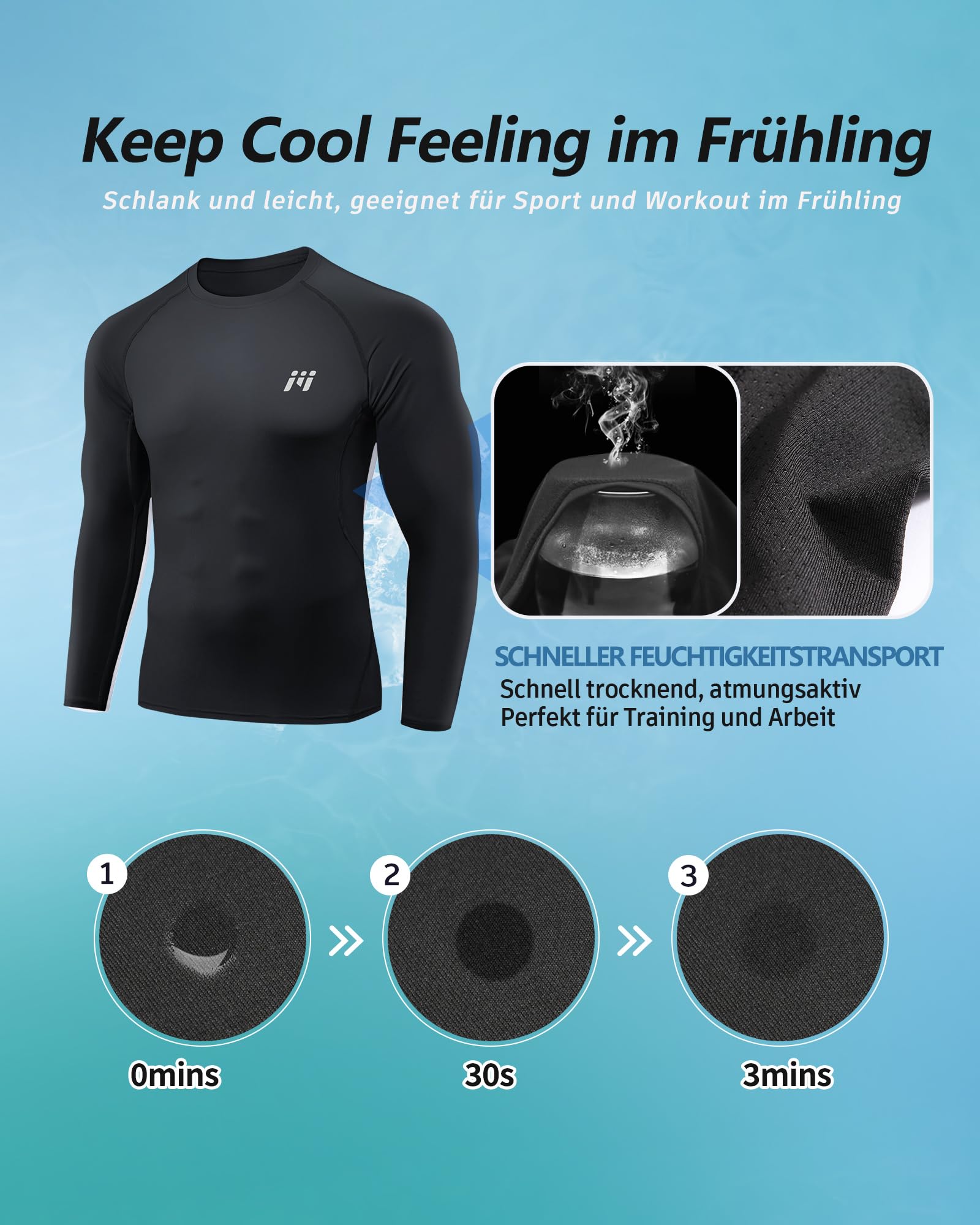 MEETYOO T-Shirt Compression Manches Longues Homme Base Layer Respirant évacuant humidité séchage Rapide Sport Fitness Running