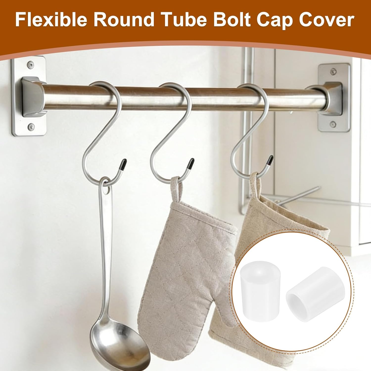 uxcell 50 Pcs Rubber End Caps, 7mm Flexible Round Tube Bolt Cap Cover Screw Thread Protectors for Ends of Hooks Hanger Furniture Bolts Screws Metal Tube, White