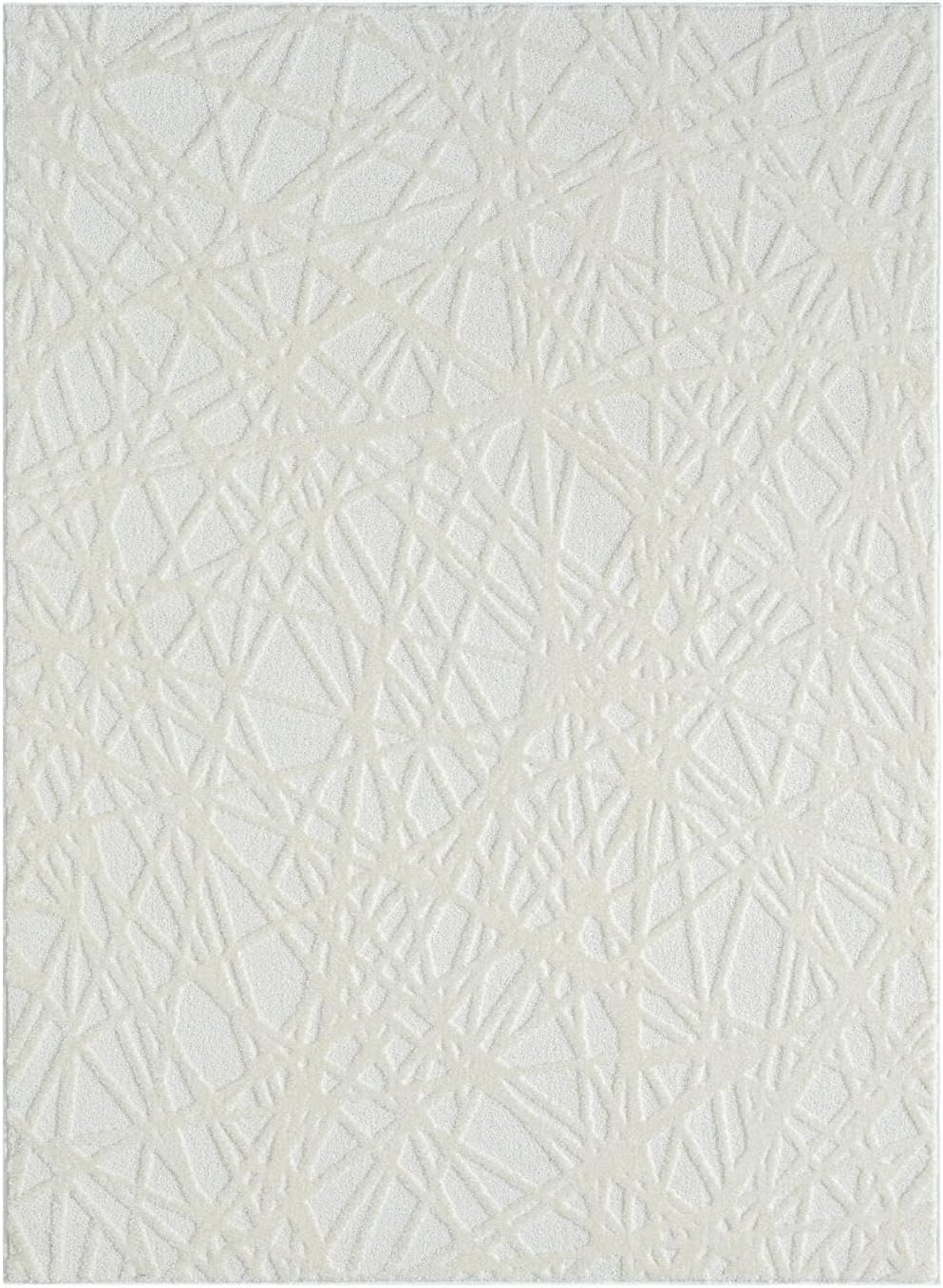 LUXE WEAVERS Modern Abstract Lines Cream 9x12 Area Rug, Geometric Living Room Carpet