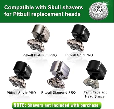 Shaver Head Replacement Blade compatible with Skull Shaver Pitbull Gold PRO Shaver Replacement Blade 4 Head (8 Pack)