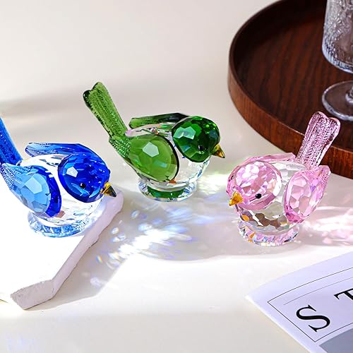 Miniatura 6 de Figuras de pájaro de cristal, adorno de pájaro de cristal, estatua de animales de cristal, figuras coleccionables, decoración de escritorio, regalo