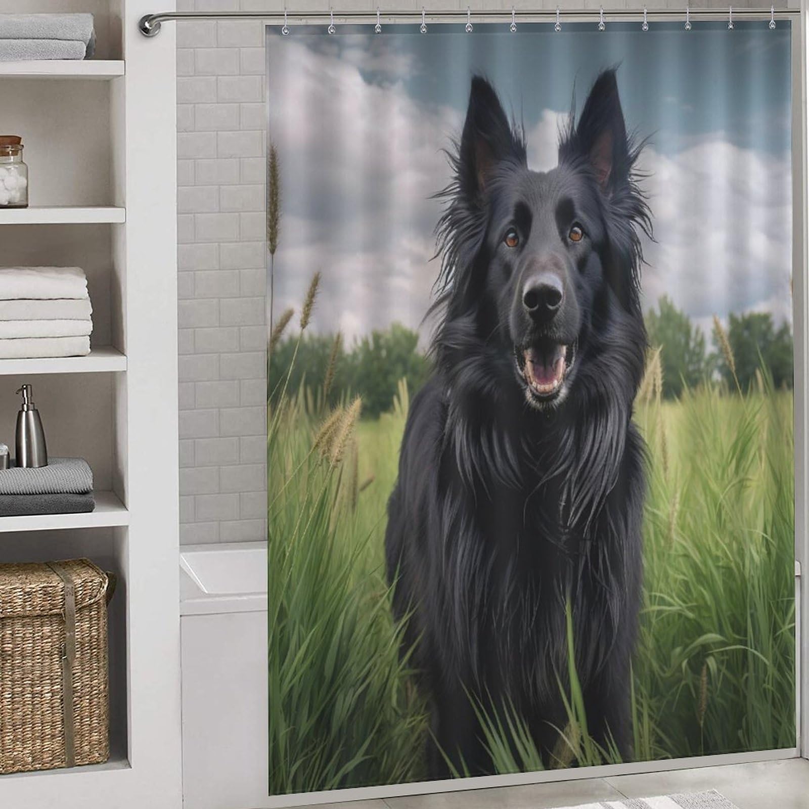 Rideau de douche motif chien pour une salle de bains joyeuse et accueillante