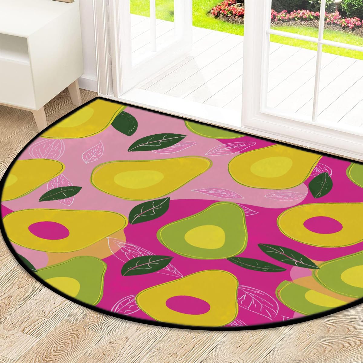 Mexpekil Paillasson demi-lune en forme de poire pour intérieur et extérieur - Lavable - Absorbant la saleté - 100 x 160 cm