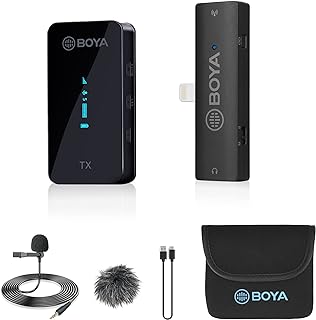 BOYA BY-XM6 S3 Microfone Lavalier sem fio para iPhone iPad, Plug Play Lapela Lav Mic para gravação de vídeo YouTube Facebook Live Stream Podcast Entrevista Vlog