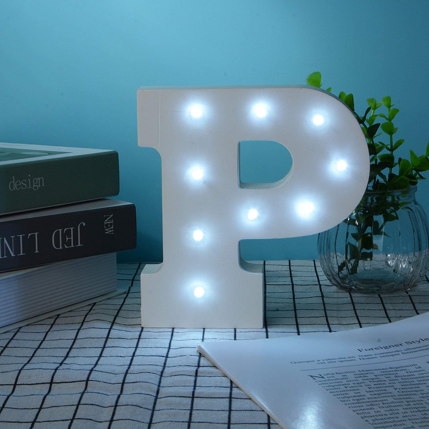 Ulalaza Wooden LED Letter Light Up DIY Alphabet Marquee Night Lights Sign 2xAAA Battery Operated Party Wedding Decor