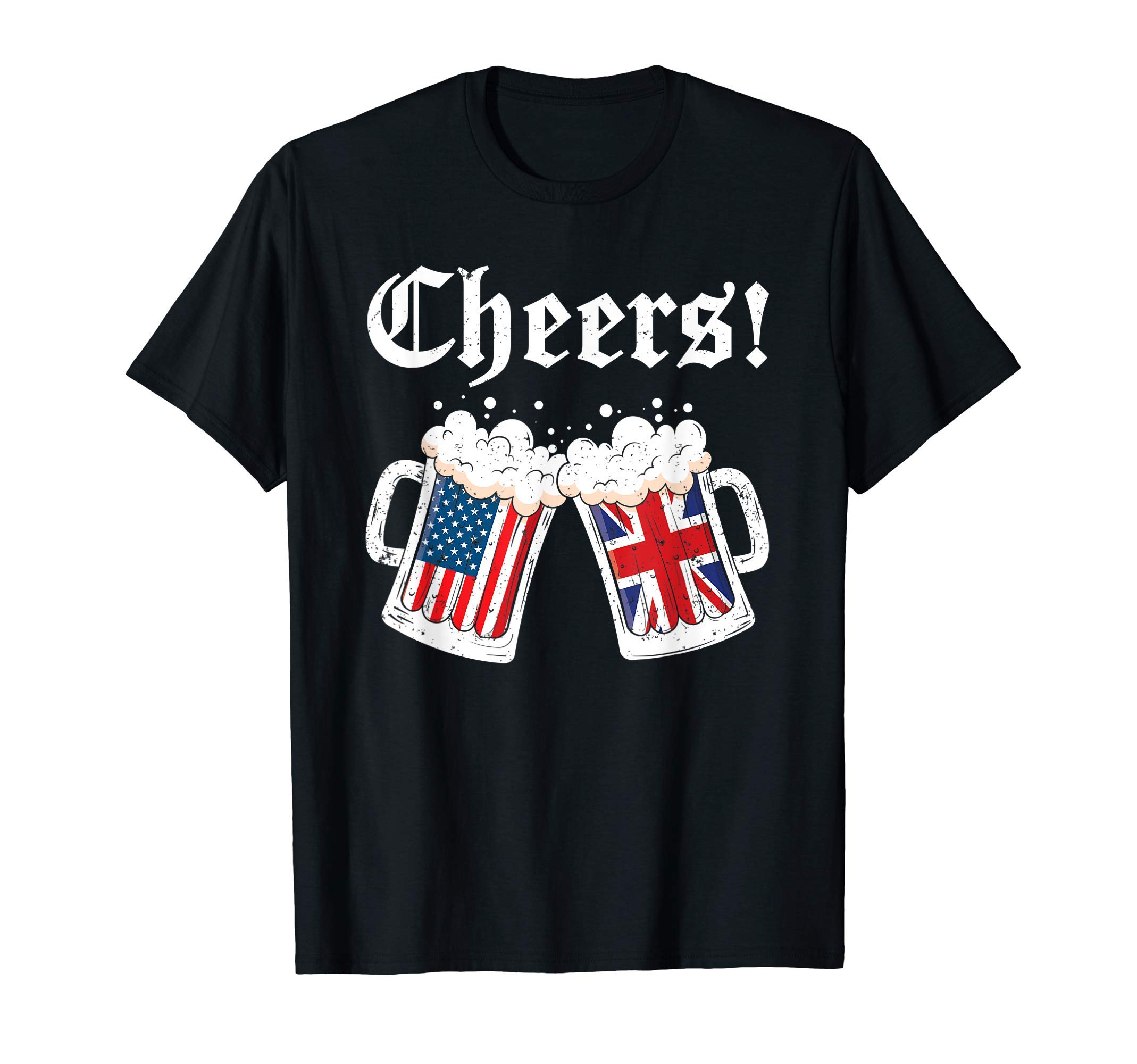 Cheers Beer Drinking Squad Shirts Co.Cheers Shirt Women Men British American Flag Beer Mug Cheers T-ShirtOEKO-TEX STANDARD 100